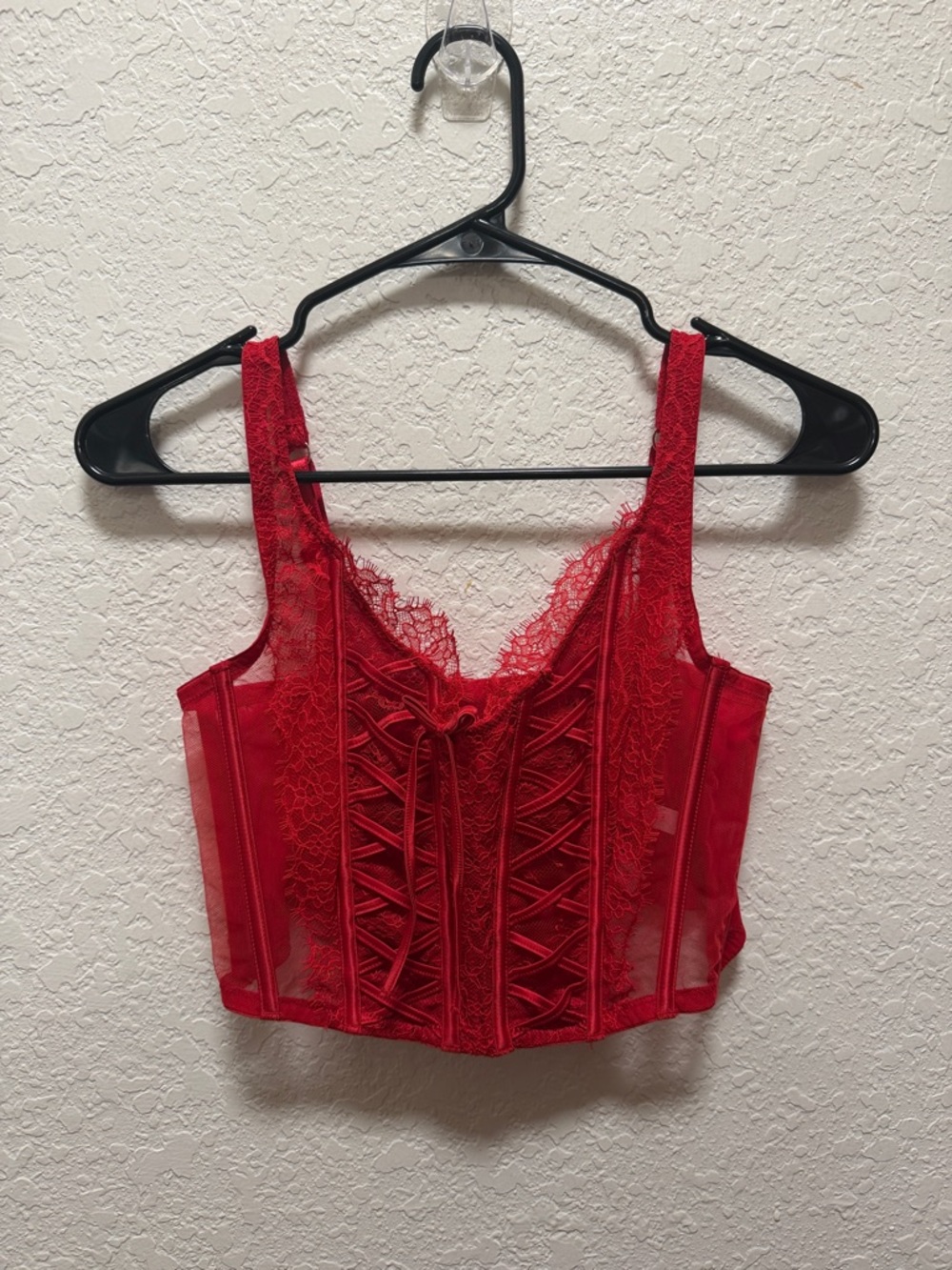 VICTORIA'S SECRET 
DREAM ANGELS UNLINED LACE UP CORSET BRA TOP